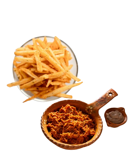 -	Patatas fritas<br/> -	Cochinita Pibil <br/>-	Cebolla Crunch